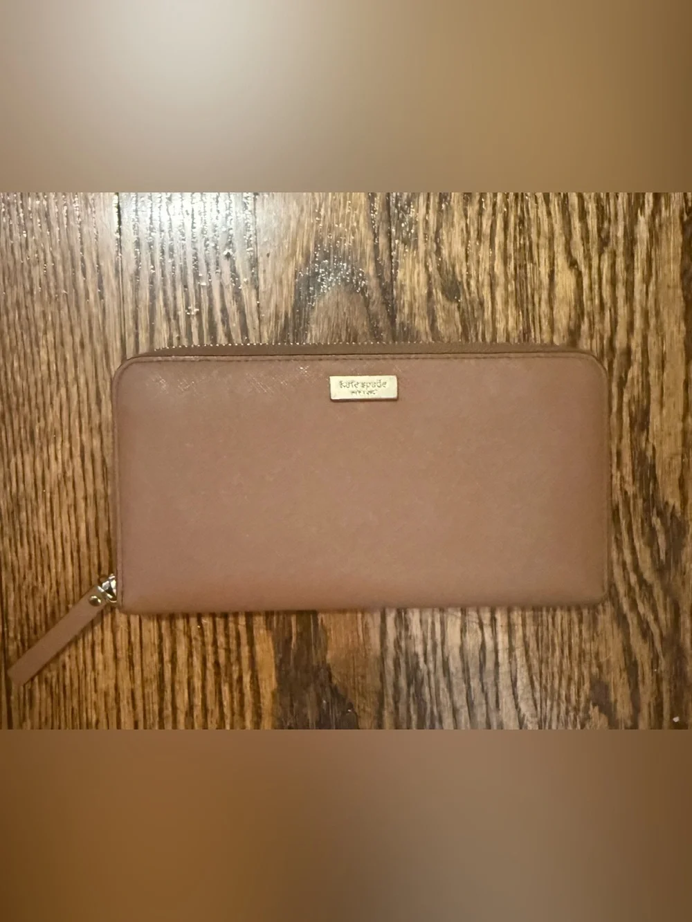 kate spade Saffiano Slim Wallet in Dusty Rose Brown